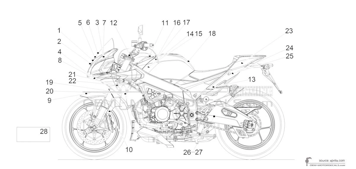 Adesivi per Aprilia TUONO V4 1100RR 2015 - Blu • Aprilia Adesivi OEM
