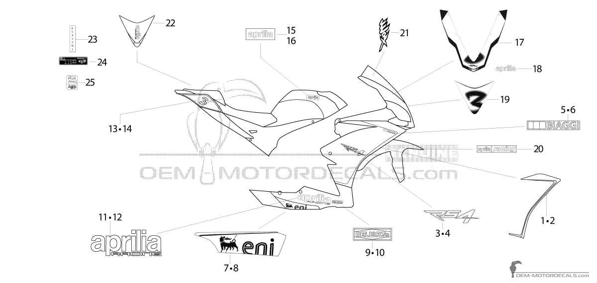 Pegatinas para Aprilia RS4 125 2013 - Negro • Aprilia Pegatinas OEM