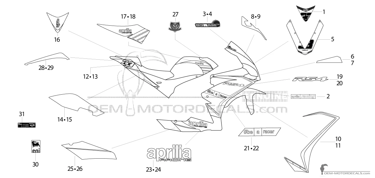 Pegatinas para Aprilia RS4 125 2015 - Negro • Aprilia Pegatinas OEM