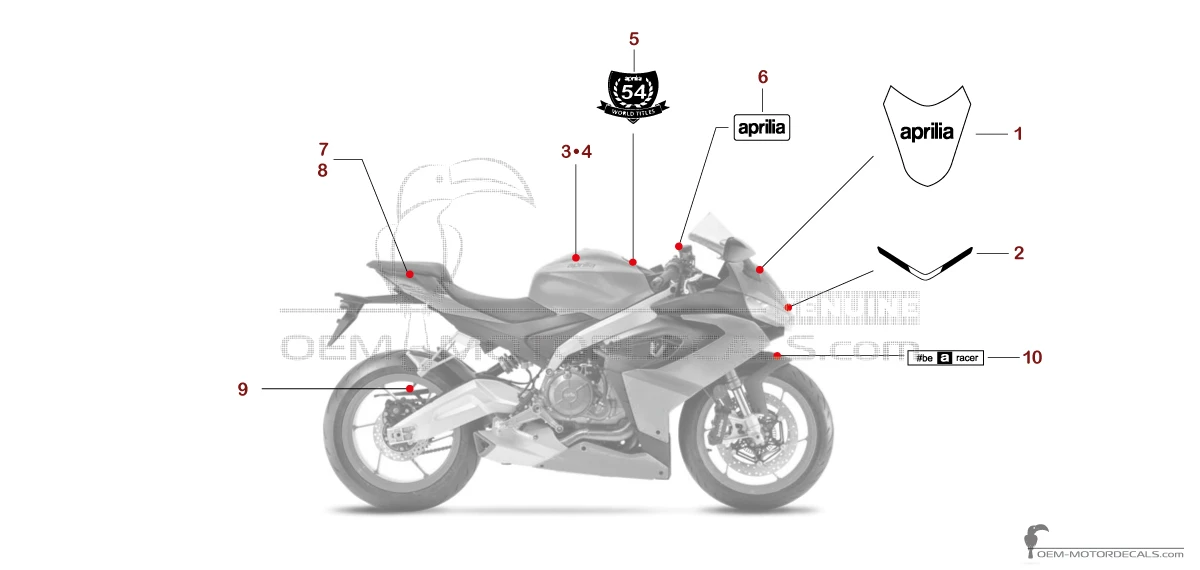 Autocollants pour Aprilia RS660 2022 - D'or • Aprilia Autocollants OEM