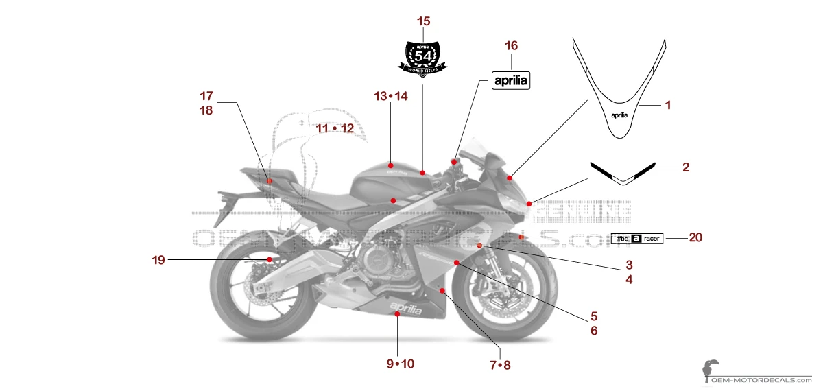 Aufkleber für Aprilia RS660 2022 - Rot • Aprilia OEM-Aufkleber