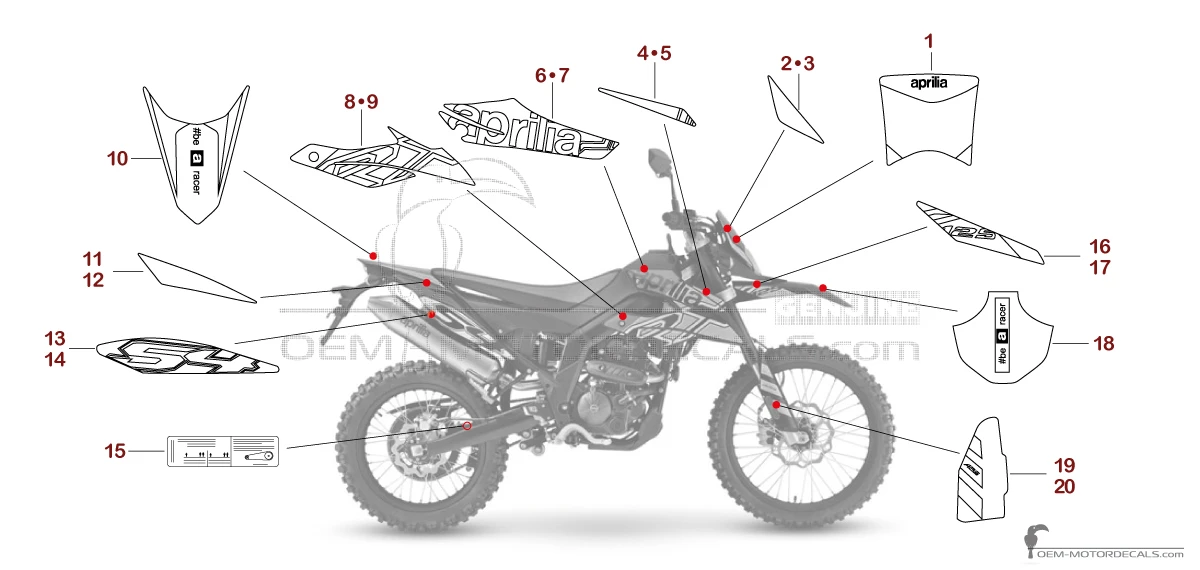 Stickers voor Aprilia RX125 2023 - Geel • Aprilia OEM Stickers