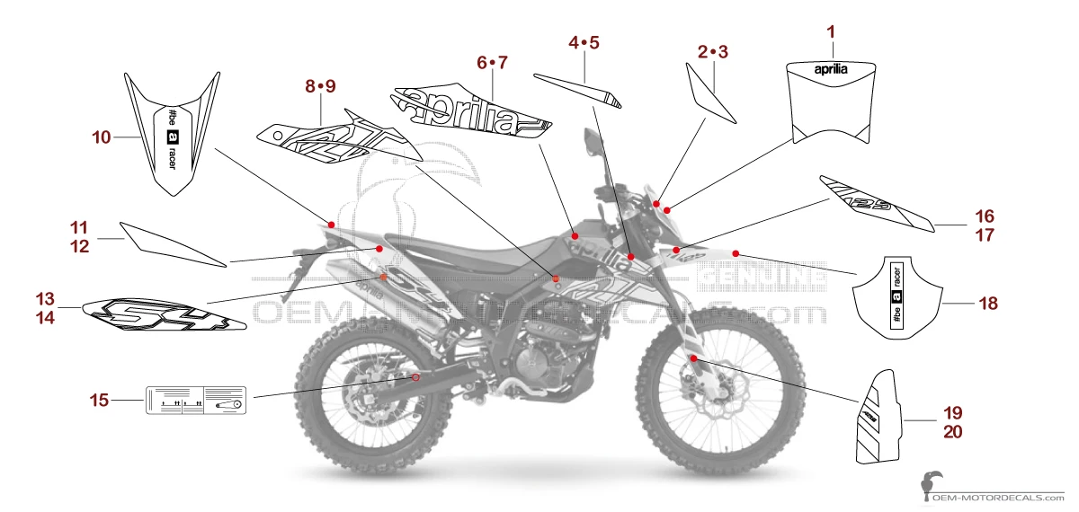 Decals for Aprilia RX125 2024 - White • Aprilia OEM Decals