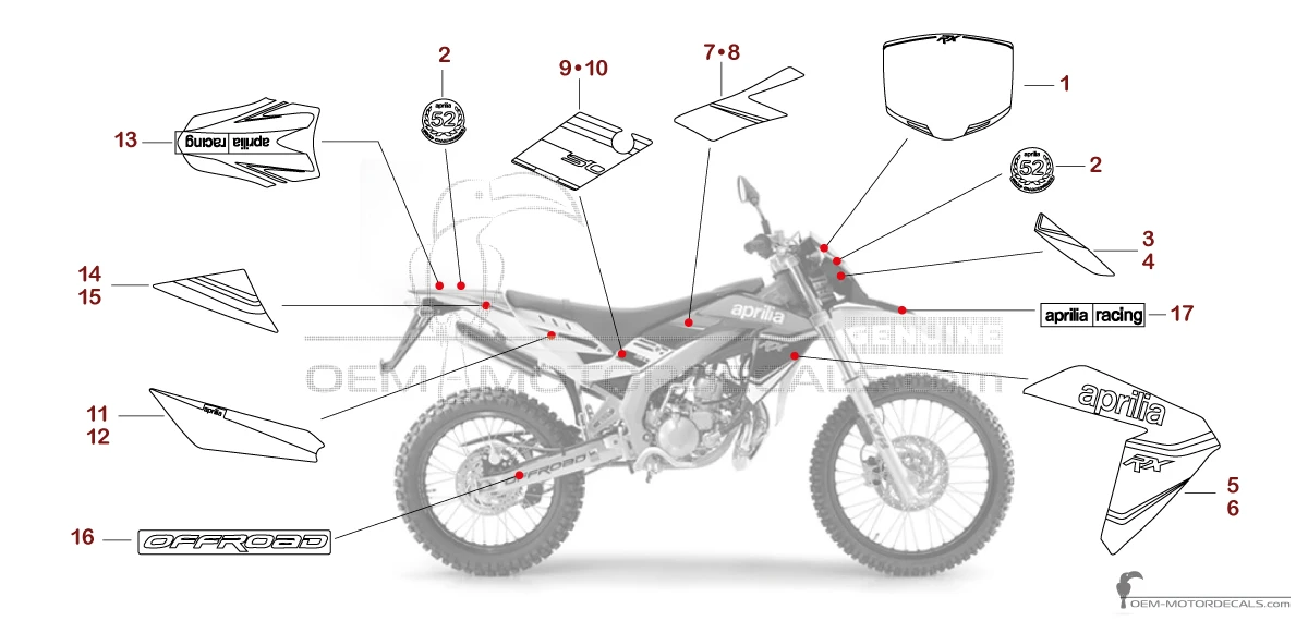 Decals for Aprilia RX50 2014 - White • Aprilia OEM Decals