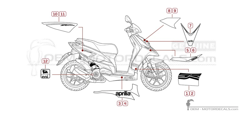 Aufkleber für Aprilia SR MOTARD 125 2012 • Aprilia OEM-Aufkleber