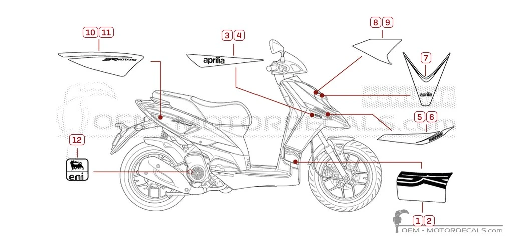 Autocollants pour Aprilia SR MOTARD 125 2013 • Aprilia Autocollants OEM