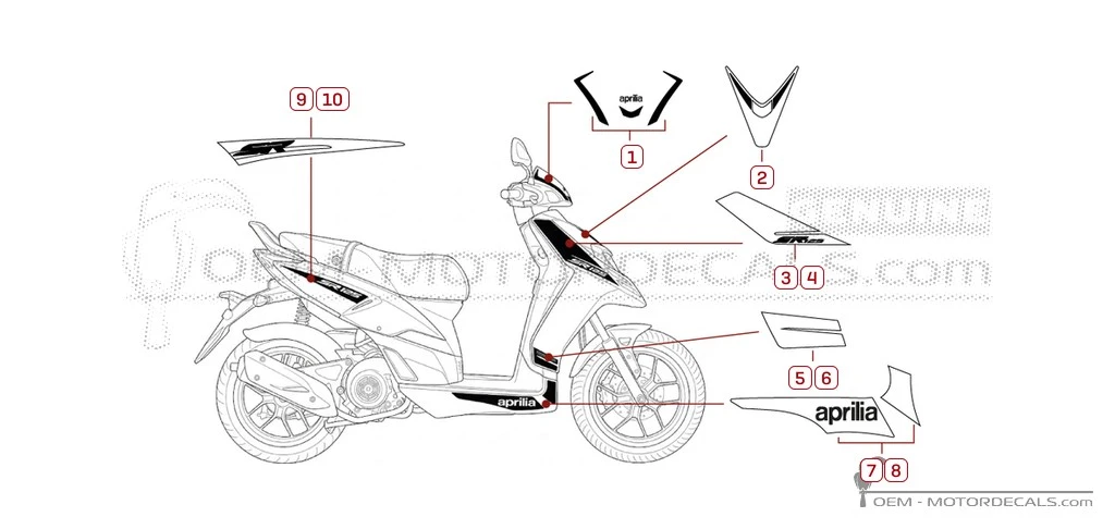 Autocollants pour Aprilia SR MOTARD 125 2019 • Aprilia Autocollants OEM