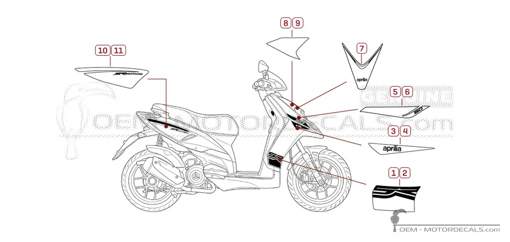 Naklejki do Aprilia SR MOTARD 50 4T 2019 • Aprilia Naklejki OEM