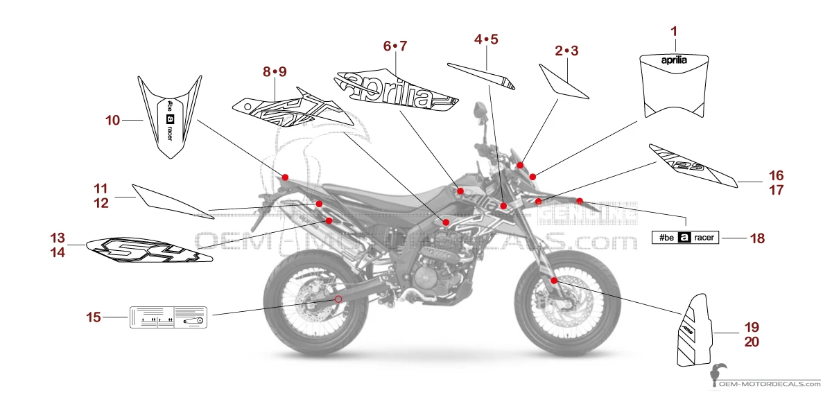Autocollants pour Aprilia SX125 2023 - Jaune • Aprilia Autocollants OEM