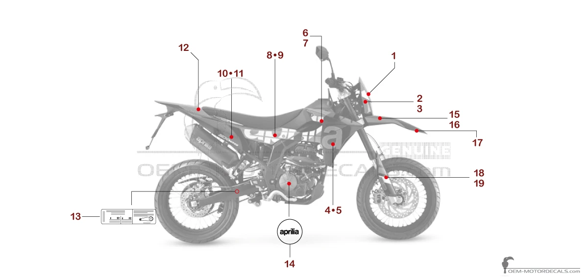 Aufkleber für Aprilia SX125 2025 - Schwarz • Aprilia OEM-Aufkleber