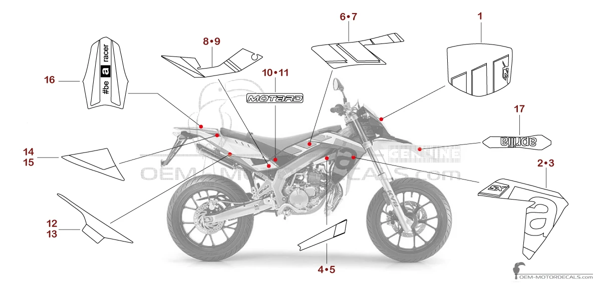 Decals for Aprilia SX50 2016 - Red • Aprilia OEM Decals