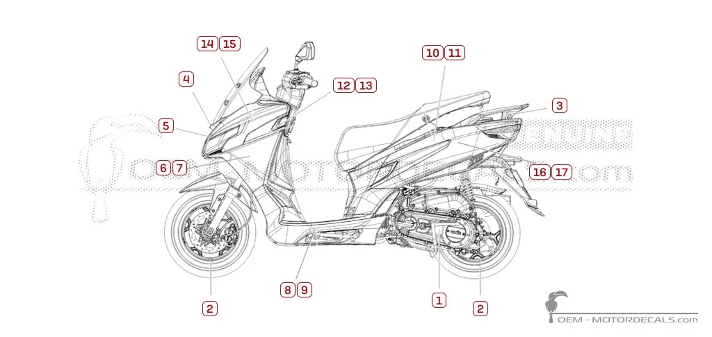 Stickers voor Aprilia SXR50 Sport 2021 • Aprilia OEM Stickers