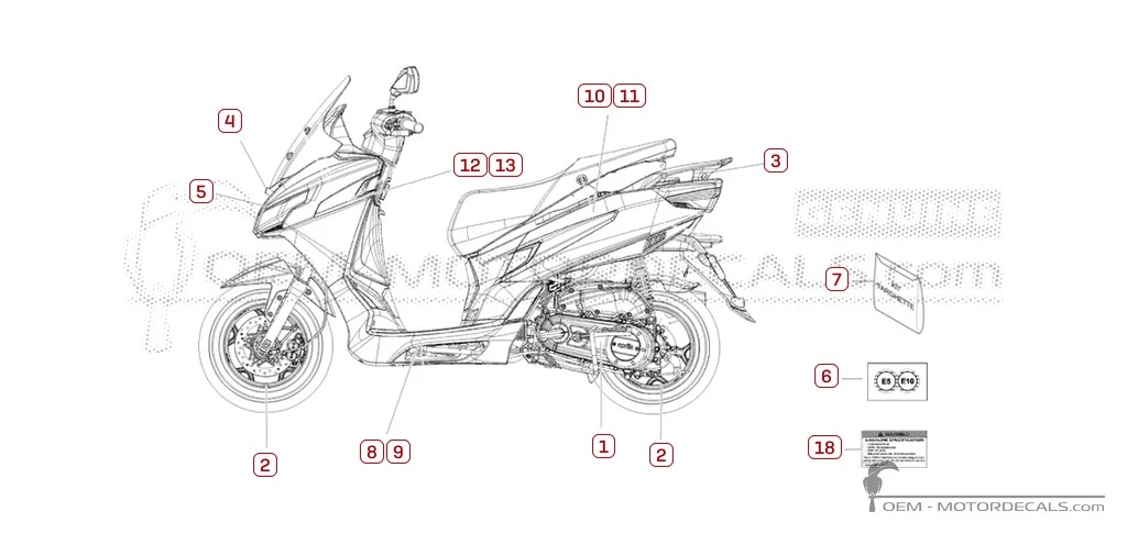 Aufkleber für Aprilia SXR50 Sport 2025 • Aprilia OEM-Aufkleber