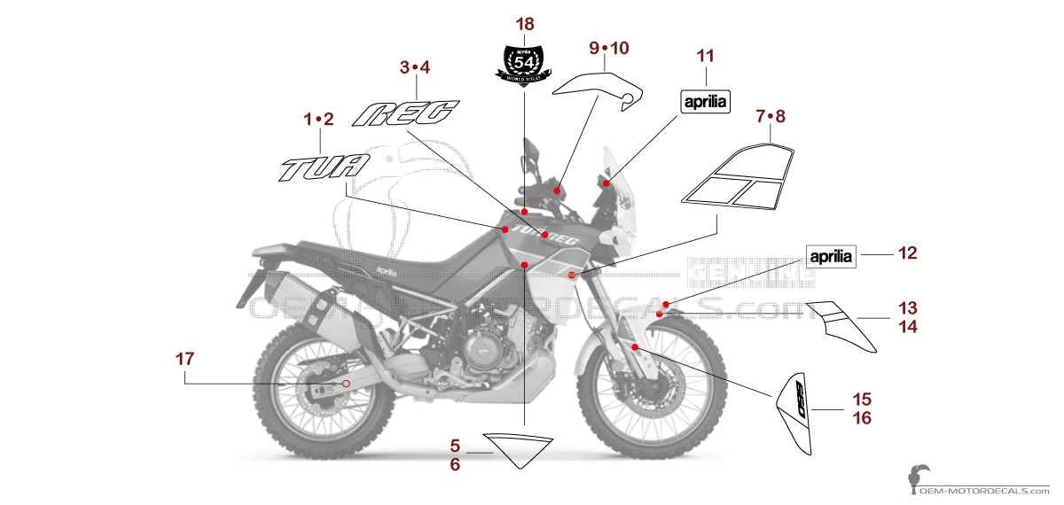 Pegatinas para Aprilia TUAREG 660 2023 - Azul • Aprilia Pegatinas OEM