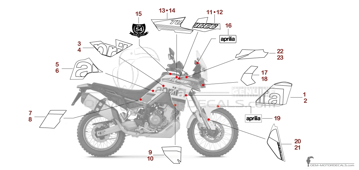 Decals for Aprilia TUAREG 660 2024 - White • Aprilia OEM Decals