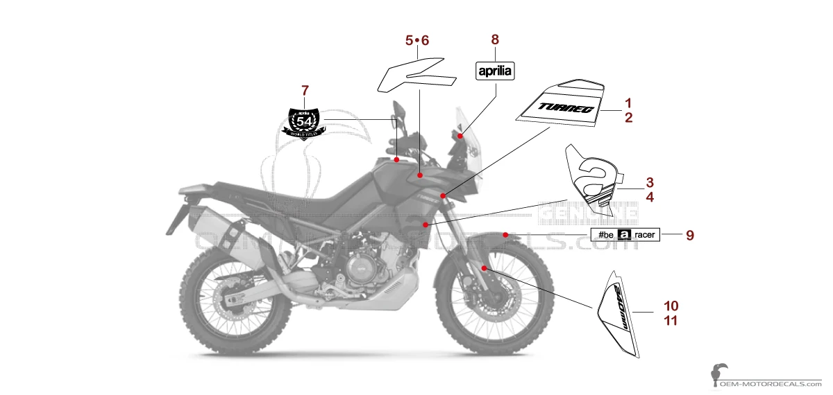 Aufkleber für Aprilia TUAREG 660 2024 - Schwarz • Aprilia OEM-Aufkleber