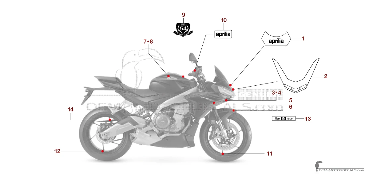Decals for Aprilia TUONO 660 2024 - Black • Aprilia OEM Decals