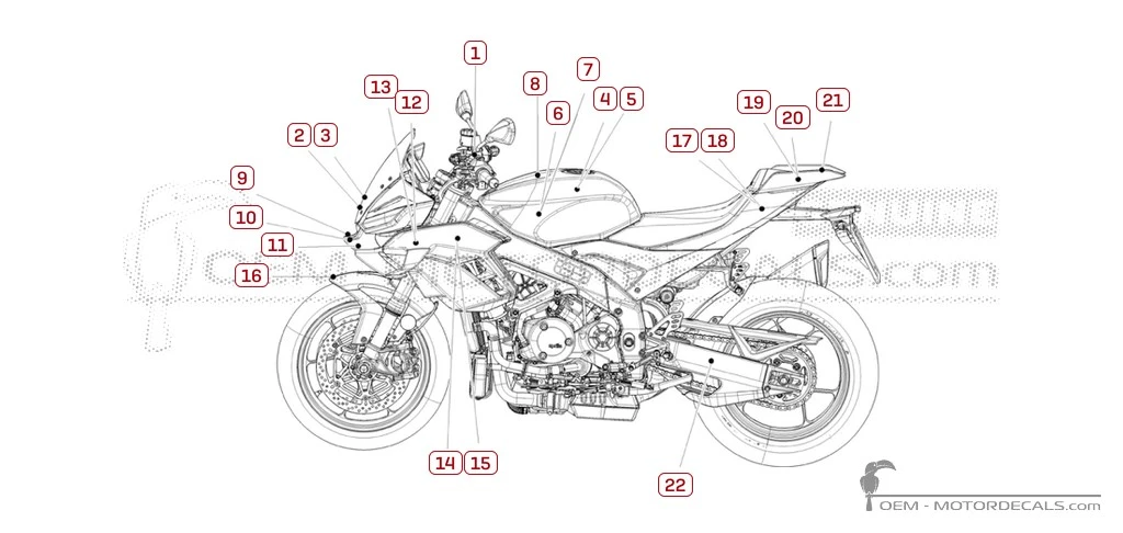 Naklejki do Aprilia TUONO V4 1100 2025 • Aprilia Naklejki OEM