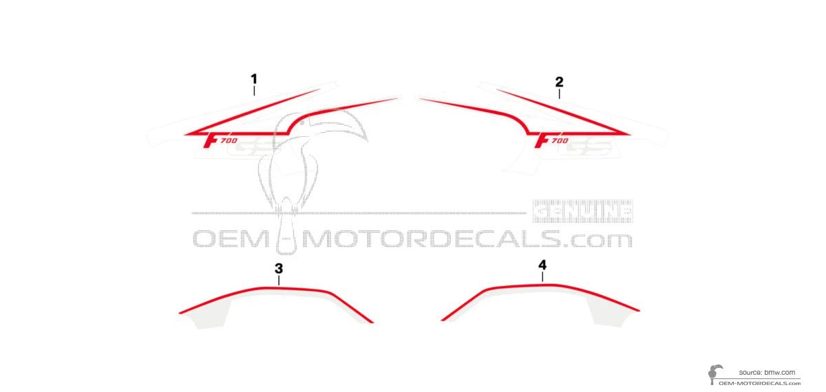 Adesivi per BMW F700GS 2014 - Nero Rosso • BMW Adesivi OEM