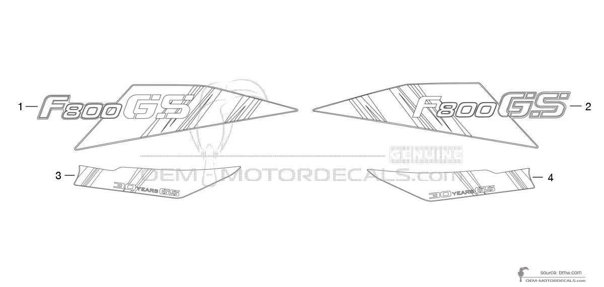 Autocollants pour BMW F800GS 2010 - Blanc • BMW Autocollants OEM
