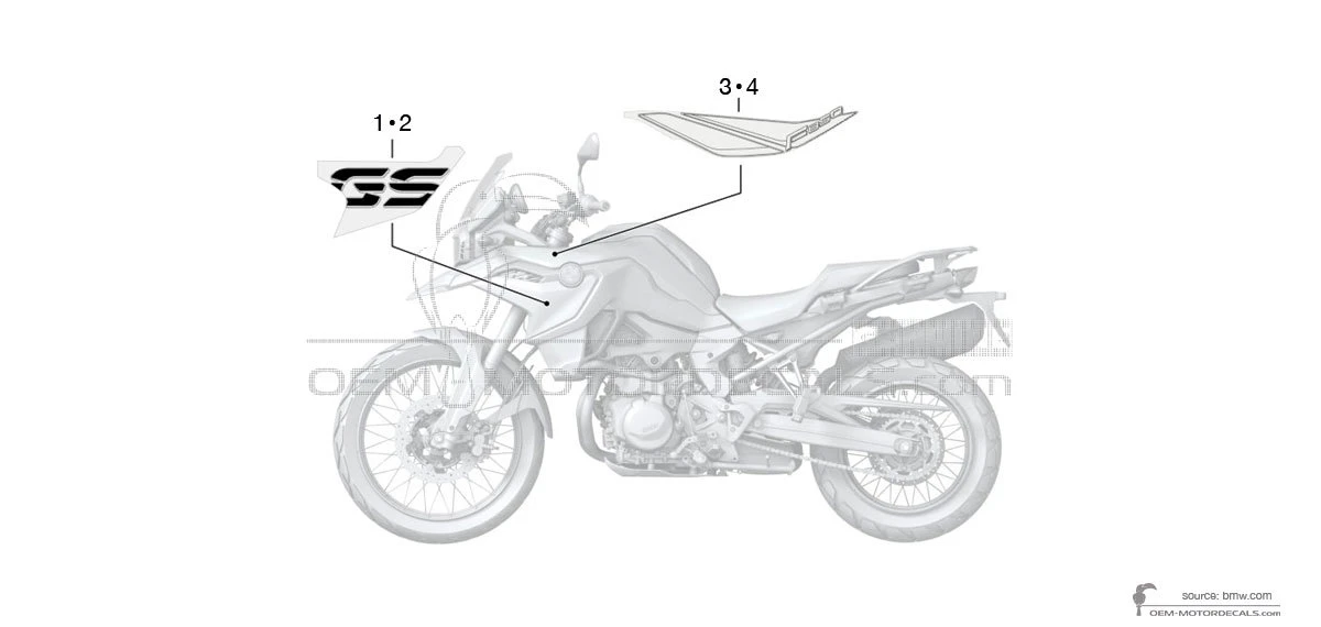 Autocollants pour BMW F850GS 2021 - Gris • BMW Autocollants OEM