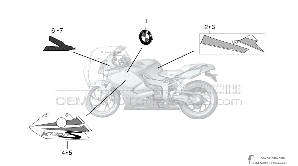 Pegatinas para BMW K1300S 2009 - Negro • BMW Pegatinas OEM
