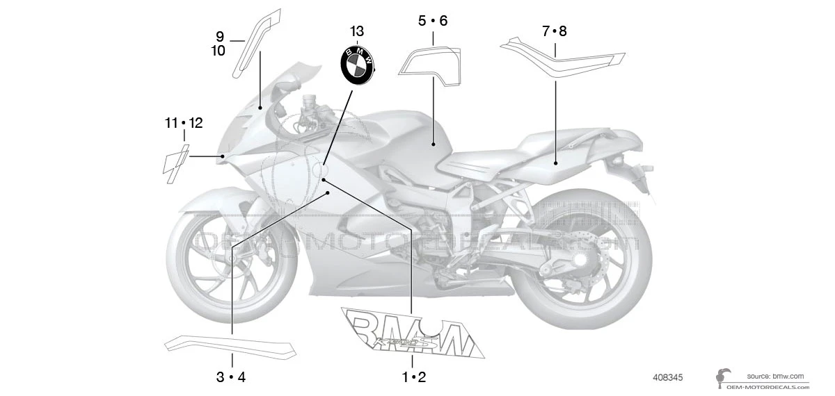 Decals for BMW K1300S 2015 - White • BMW OEM Decals