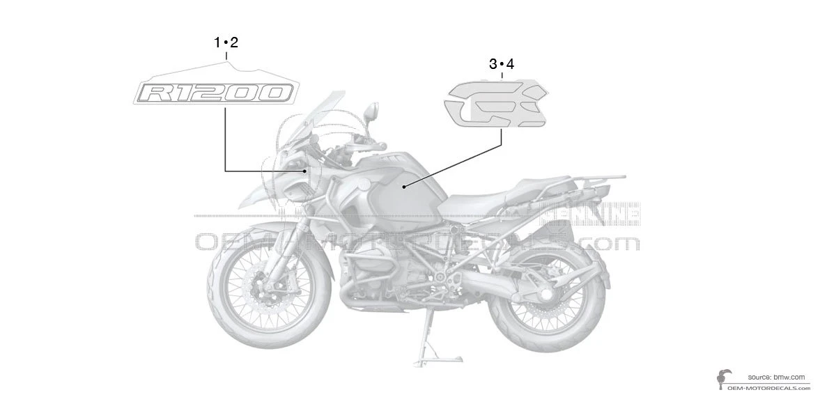 Aufkleber für BMW R1200GS Adventure 2017 - Schwarz • BMW OEM-Aufkleber