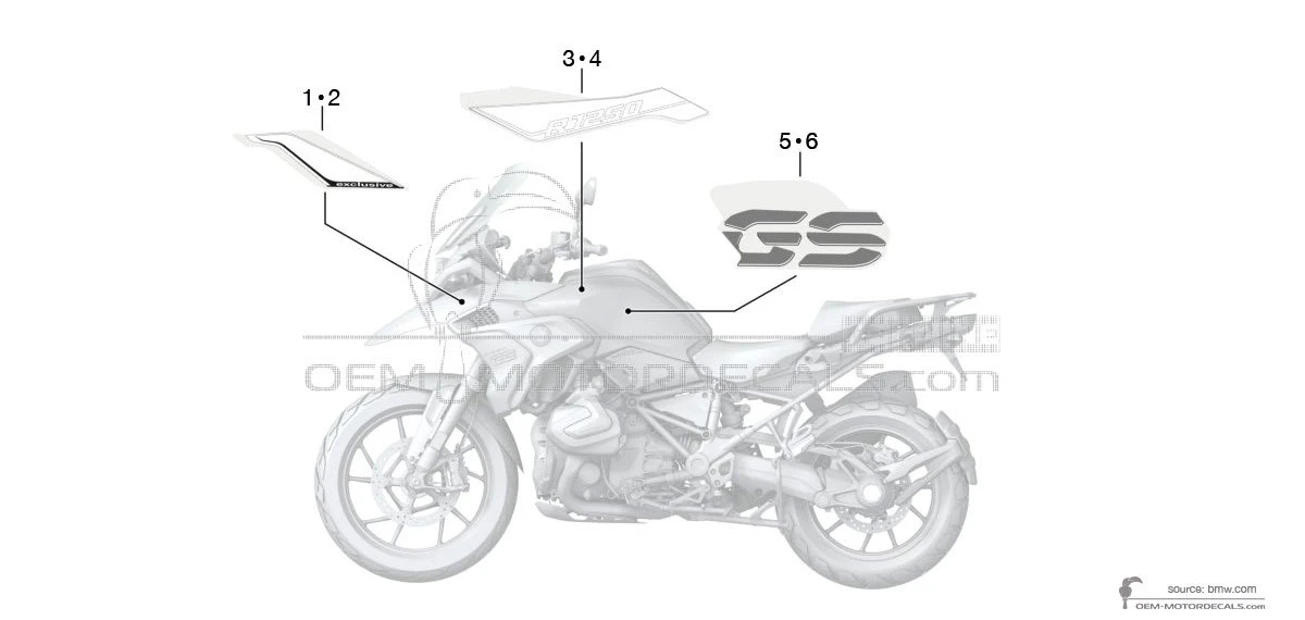 Autocollants pour BMW R1250GS 2018 - Noir • BMW Autocollants OEM