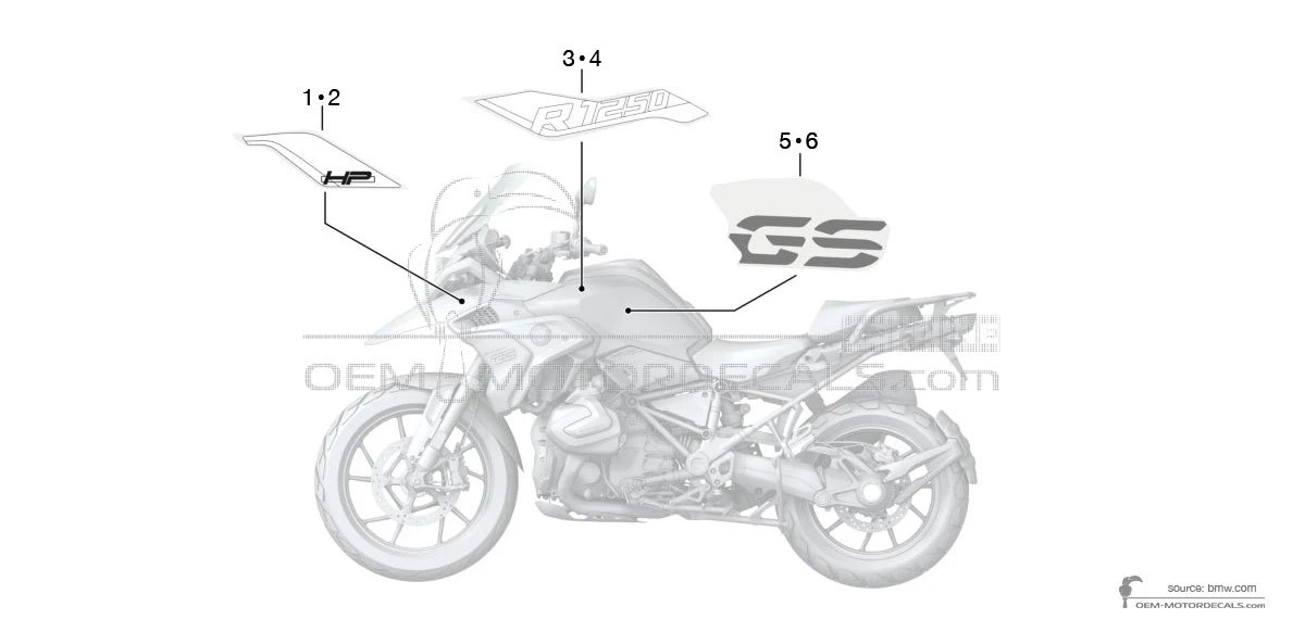 Stickers voor BMW R1250GS 2019 - Wit • BMW OEM Stickers