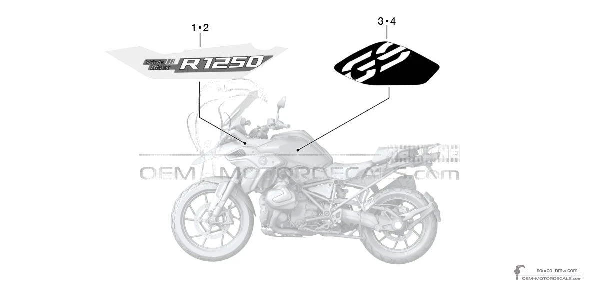 Decals for BMW R1250GS 2021 - Black • BMW OEM Decals