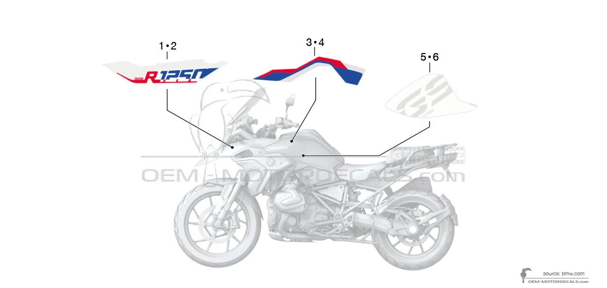 Decals for BMW R1250GS 2021 - Blue White • BMW OEM Decals