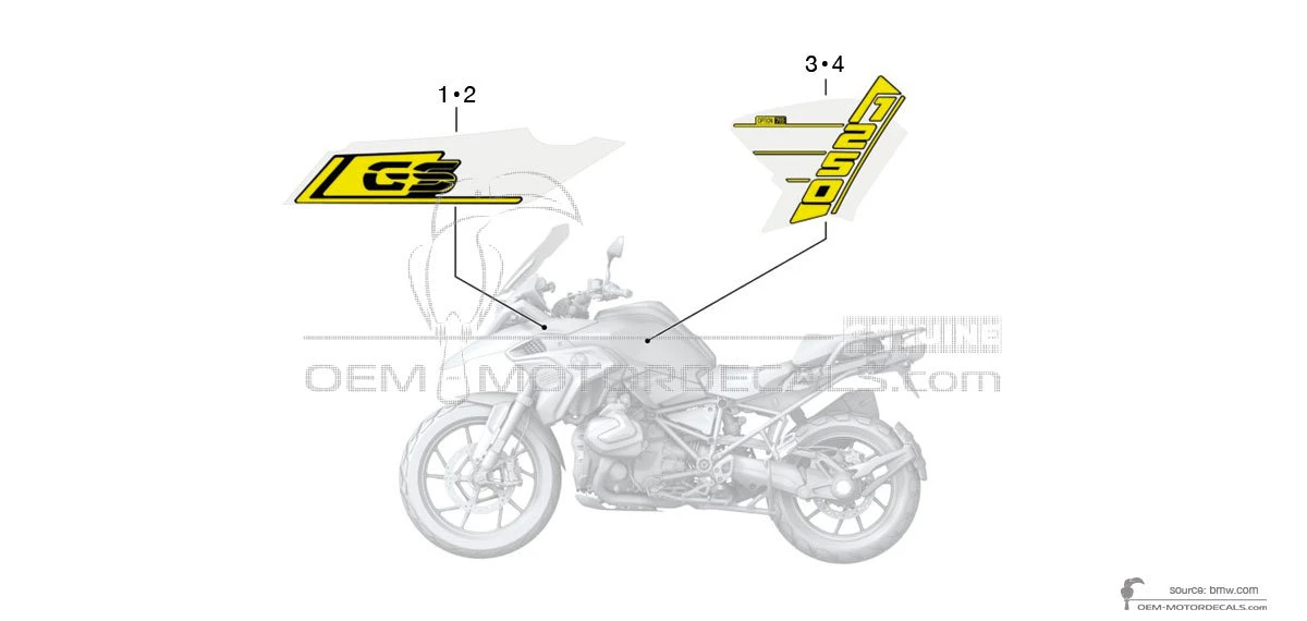 Decals for BMW R1250GS 2022 - Yellow • BMW OEM Decals