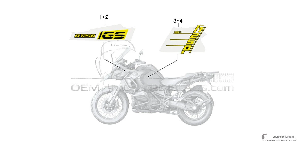 Naklejki do BMW R1250GS Adventure 2022 - Żółty • BMW Naklejki OEM