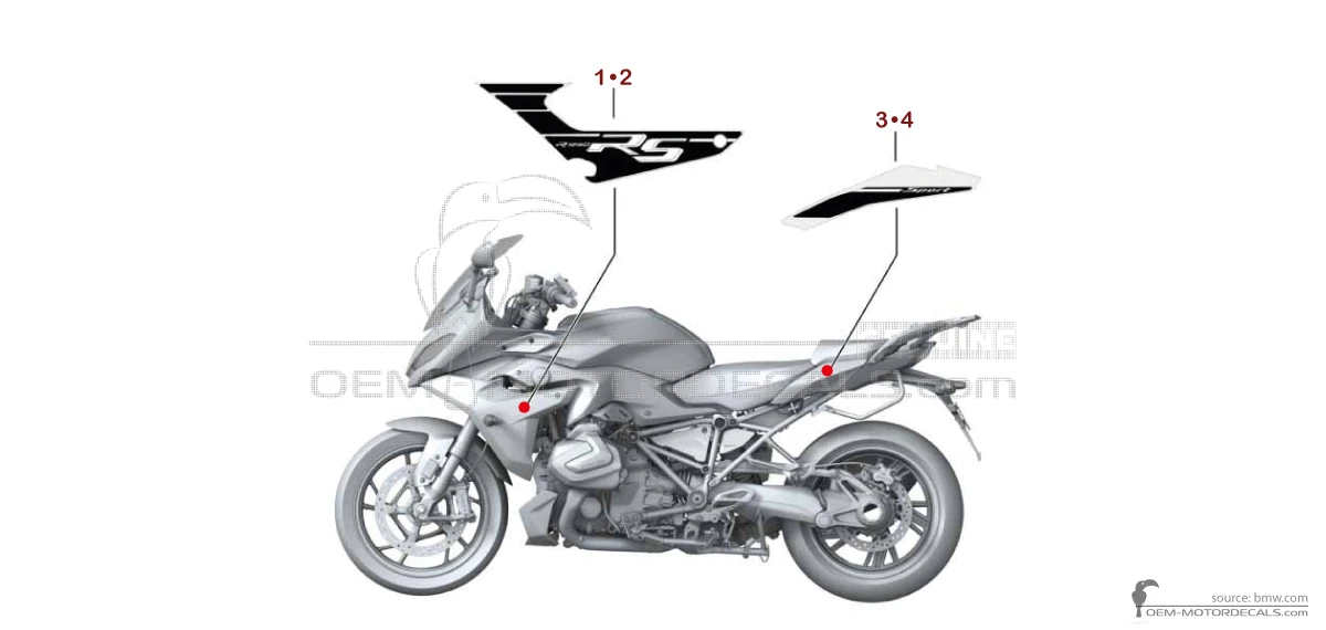 Autocollants pour BMW R1250RS 2020 - Jaune • BMW Autocollants OEM