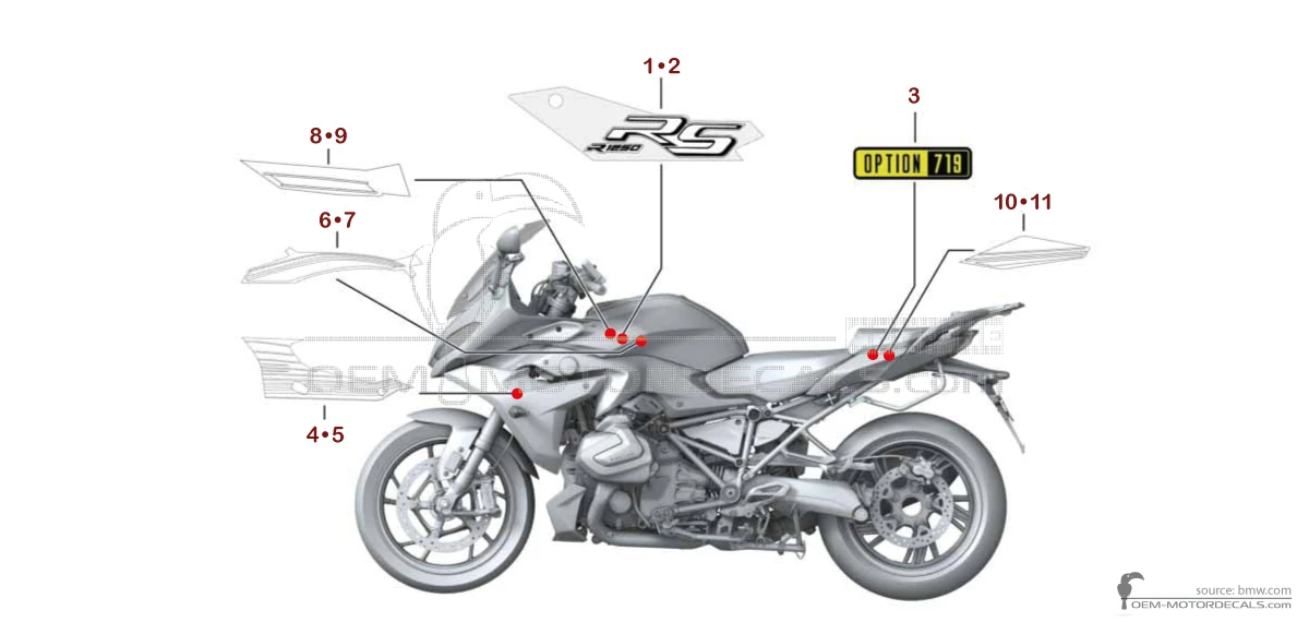 Aufkleber für BMW R1250RS OPTION 719 2023 - Braun • BMW OEM-Aufkleber
