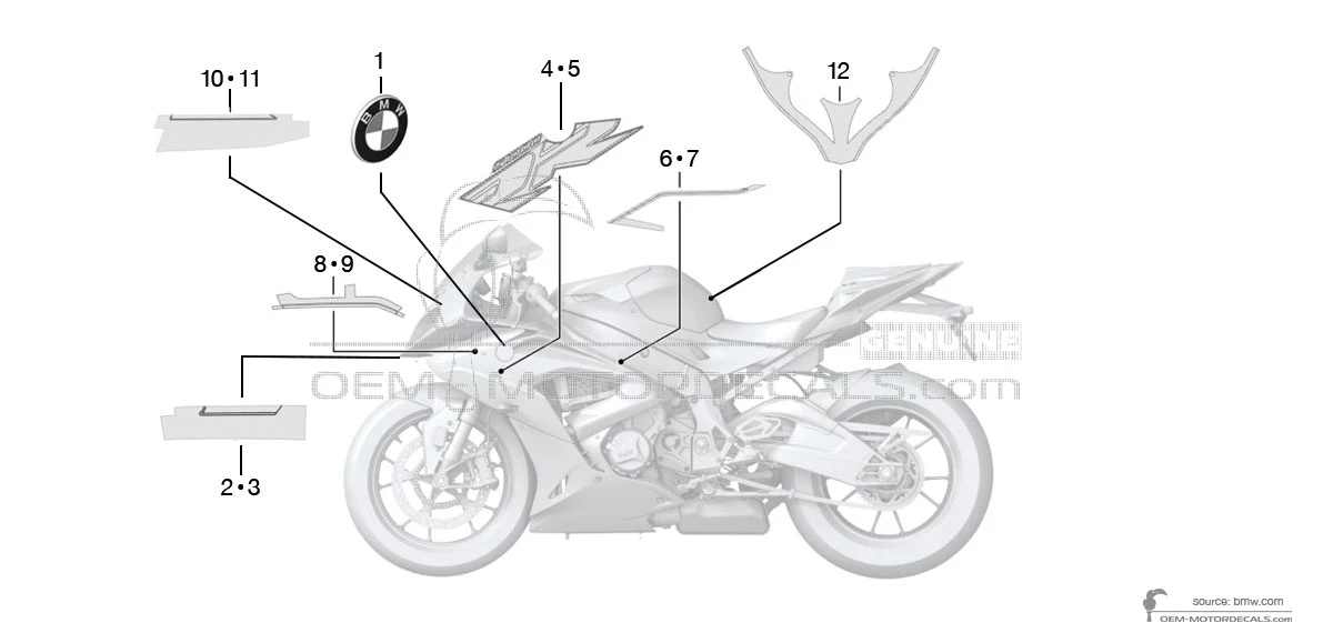 Decals for BMW S1000RR 2017 - White • BMW OEM Decals