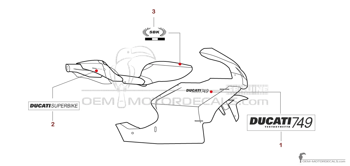 Decals for Ducati 749 2003 - Red • Ducati OEM Decals