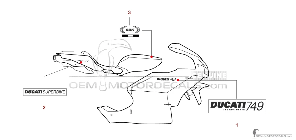 Adesivi per Ducati 749 2005 - Grigio scuro • Ducati Adesivi OEM