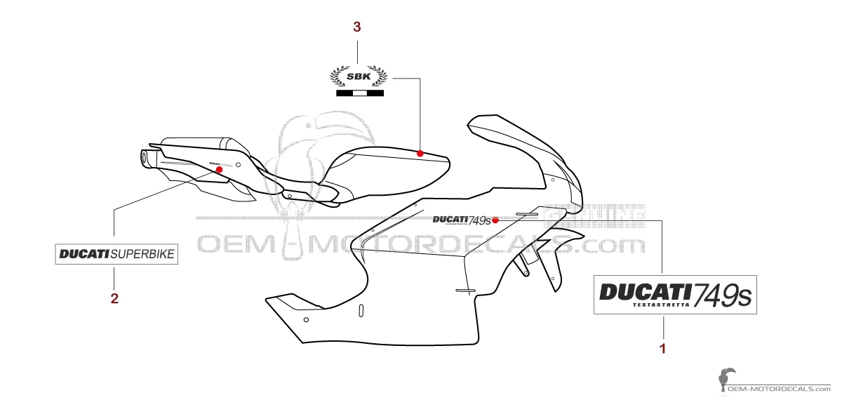 Adesivi per Ducati 749S 2005 - Grigio scuro • Ducati Adesivi OEM