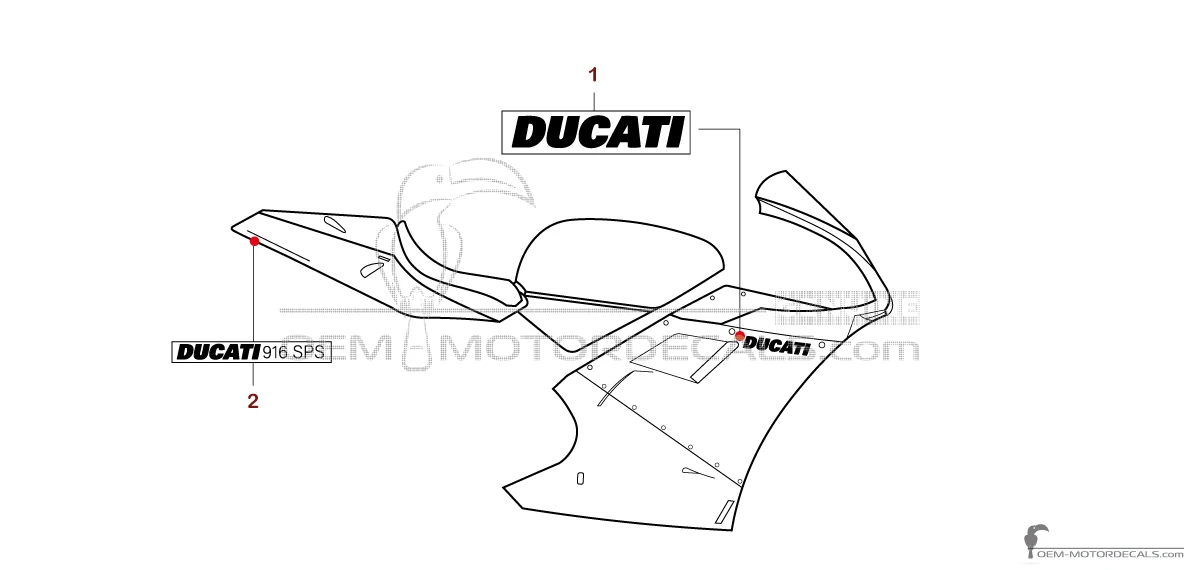 Stickers voor Ducati 916SPS 1998 - Rood • Ducati OEM Stickers