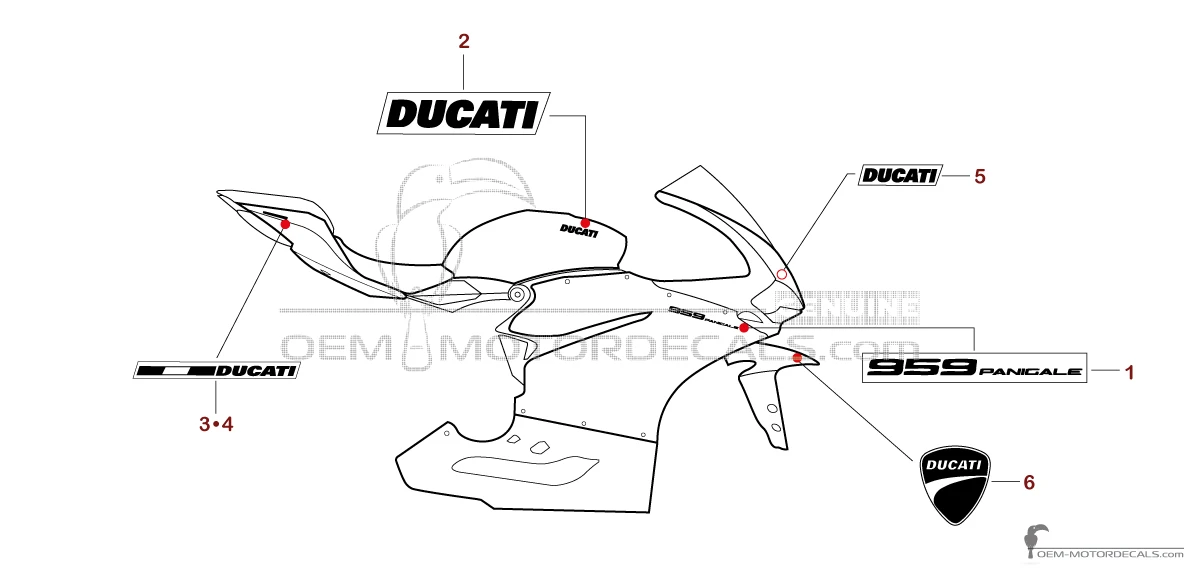 Naklejki do Ducati 959 PANIGALE 2018 - Czerwony • Ducati Naklejki OEM