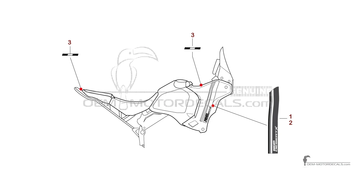 Autocollants pour Ducati DESERTX 2023 - Blanc • Ducati Autocollants OEM