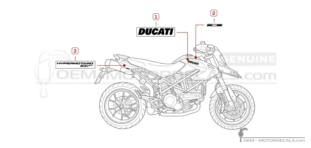 Aufkleber für Ducati HYPERMOTARD 1100 Evo 2011 • Ducati OEM-Aufkleber
