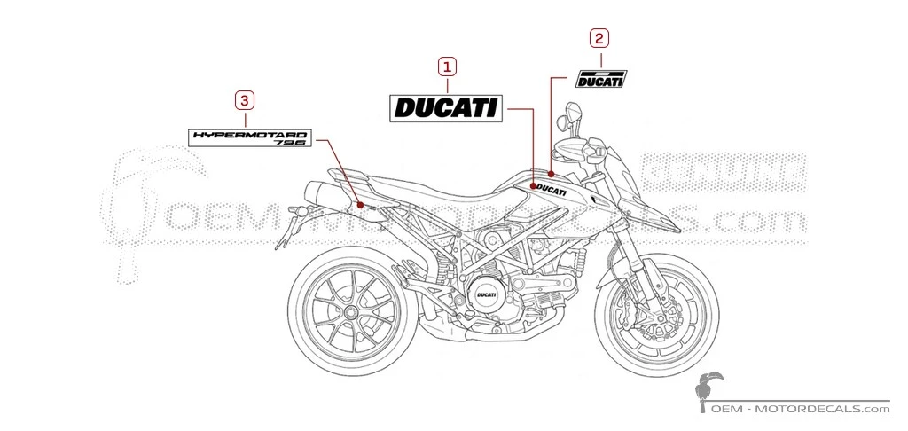 Pegatinas para Ducati HYPERMOTARD 796 2010 • Ducati Pegatinas OEM