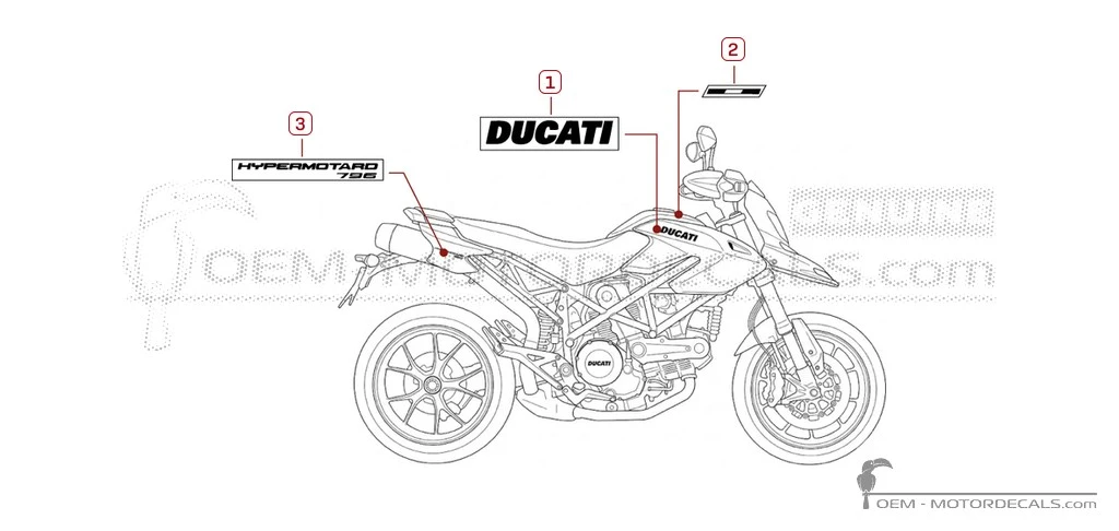 Pegatinas para Ducati HYPERMOTARD 796 2011 • Ducati Pegatinas OEM