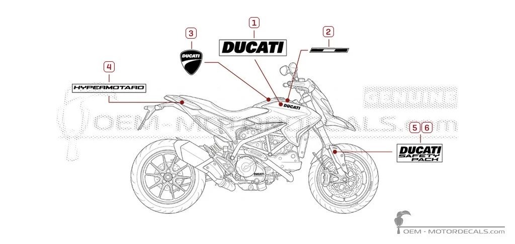 Aufkleber für Ducati HYPERMOTARD 821 2014 • Ducati OEM-Aufkleber