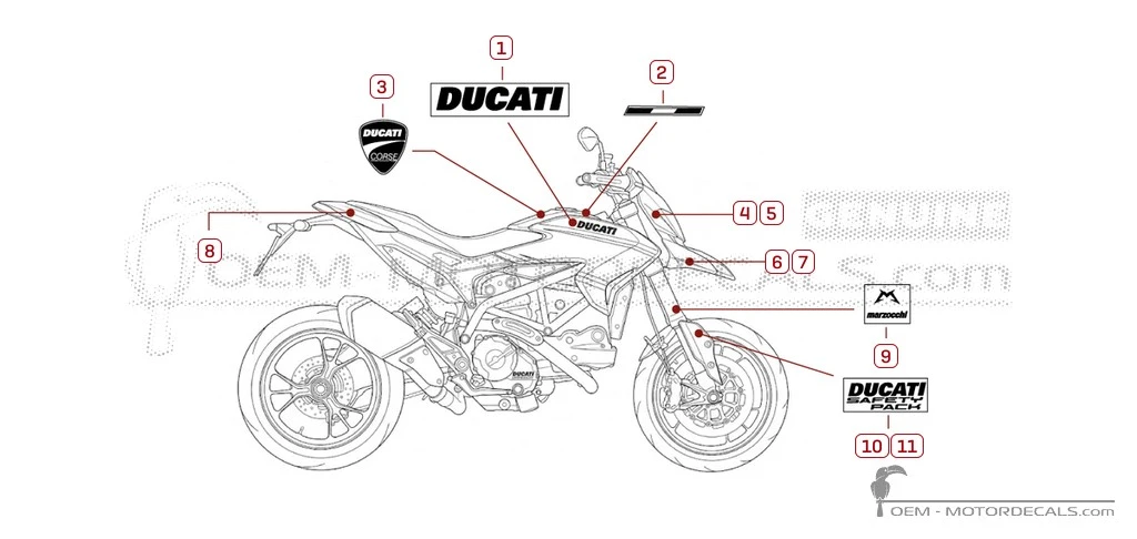 Naklejki do Ducati HYPERMOTARD 821 SP 2015 • Ducati Naklejki OEM