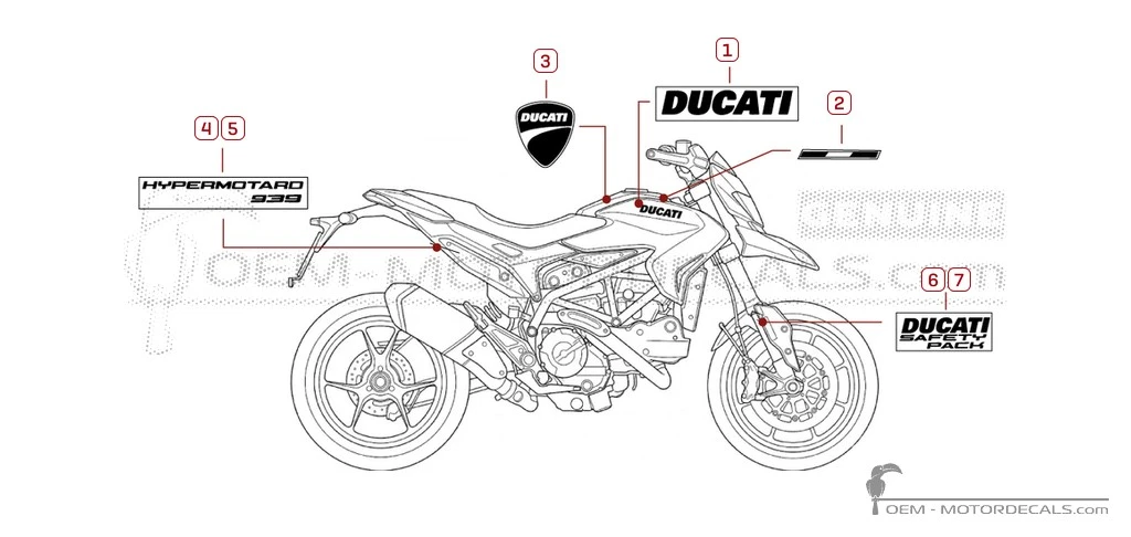 Naklejki do Ducati HYPERMOTARD 939 2018 • Ducati Naklejki OEM