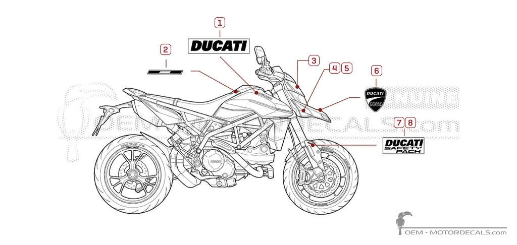 Aufkleber für Ducati HYPERMOTARD 950 SP 2021 • Ducati OEM-Aufkleber
